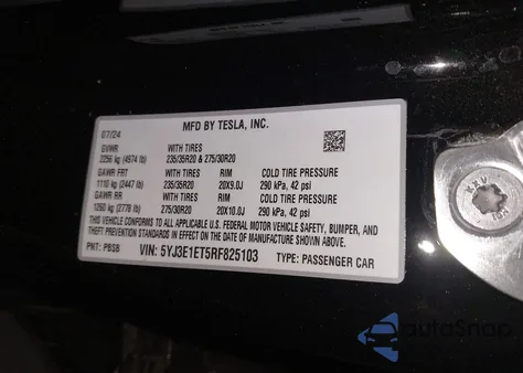 2024 Tesla Model 3 Performance All-Wheel Drive из США, поврежденный, VIN 5YJ3E1ET5RF825103